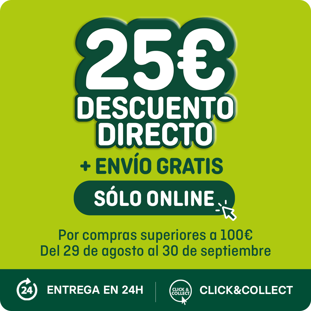 Obtén 25€ de descuento directo por compras superiores a 100€