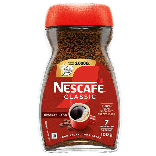CAFE SOLUBLE DESCAFEINADO CLASSIC NESCAFE 100g image number