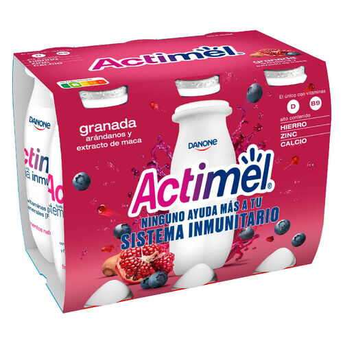 YOGUR LIQUIDO SABOR GRANADA Y ARANDANOS ACTIMEL 6x100g image number